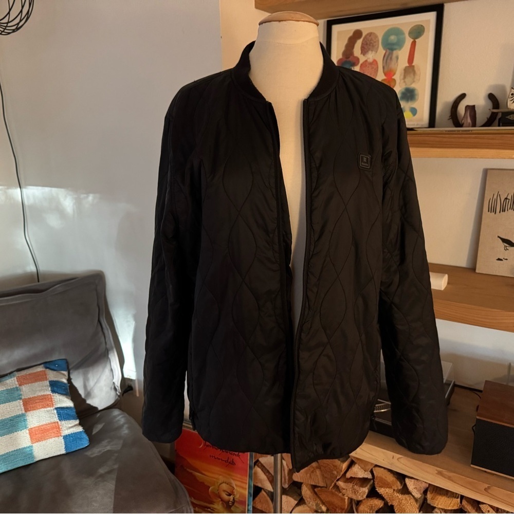 Roark Mens Black Quilted Primaloft Insulated Lightweight Bomber Zip Jacket sz L